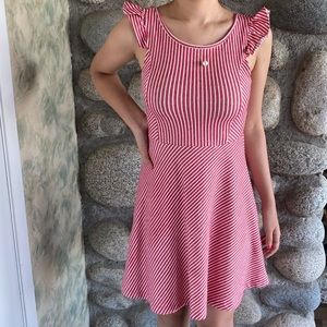 Zara Red Striped BackLess Dress